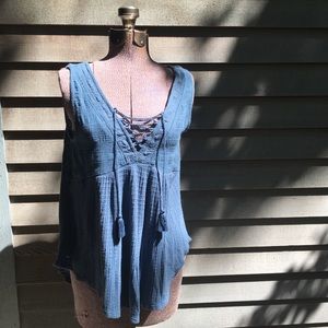 Lucky Brand (XS) blue gauzy top